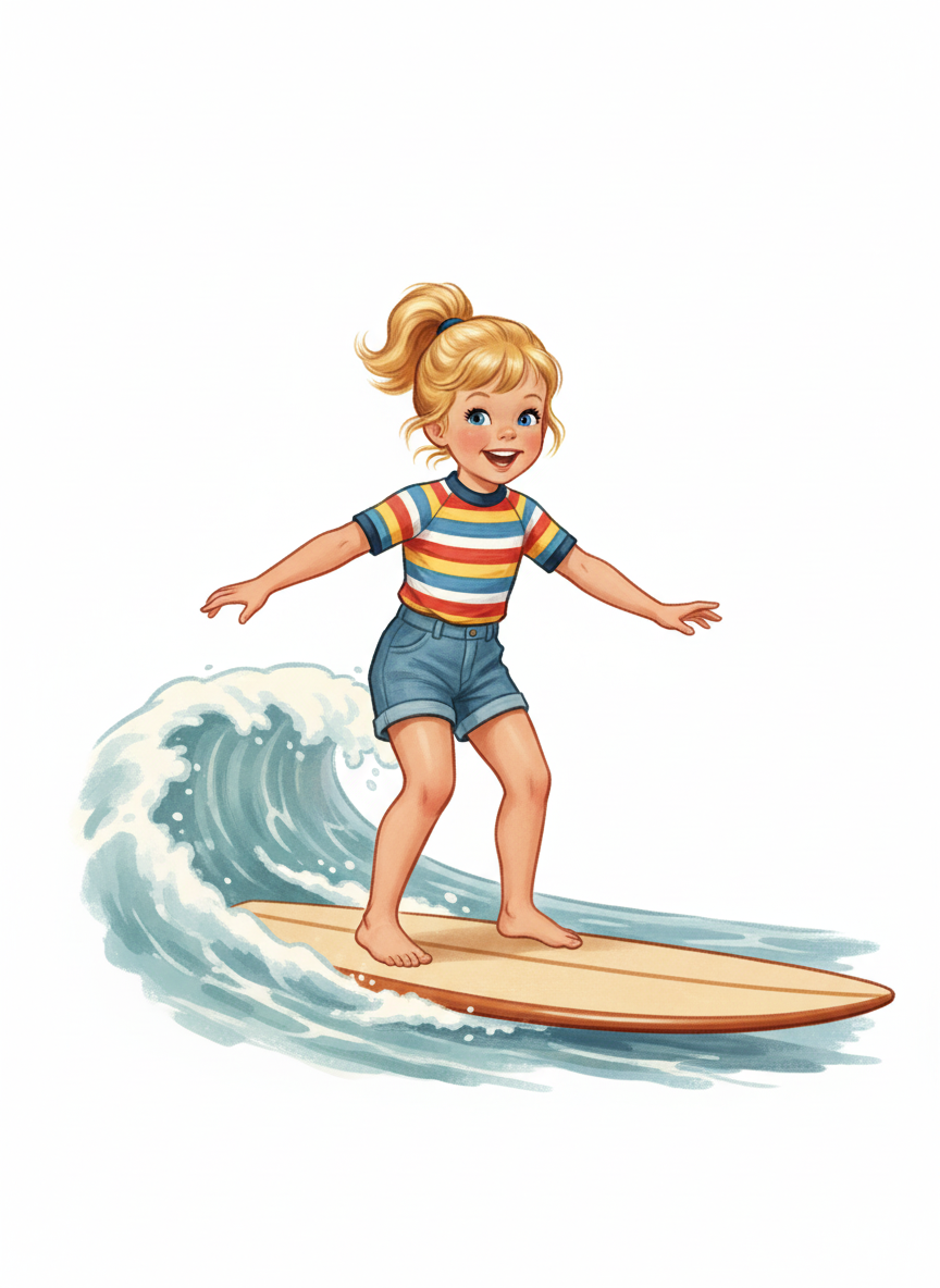 Surfer Ashley - Vintage Storybook