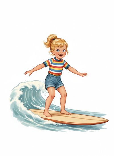 Ashley's Surfer Adventures 🌊 - Vintage Storybook