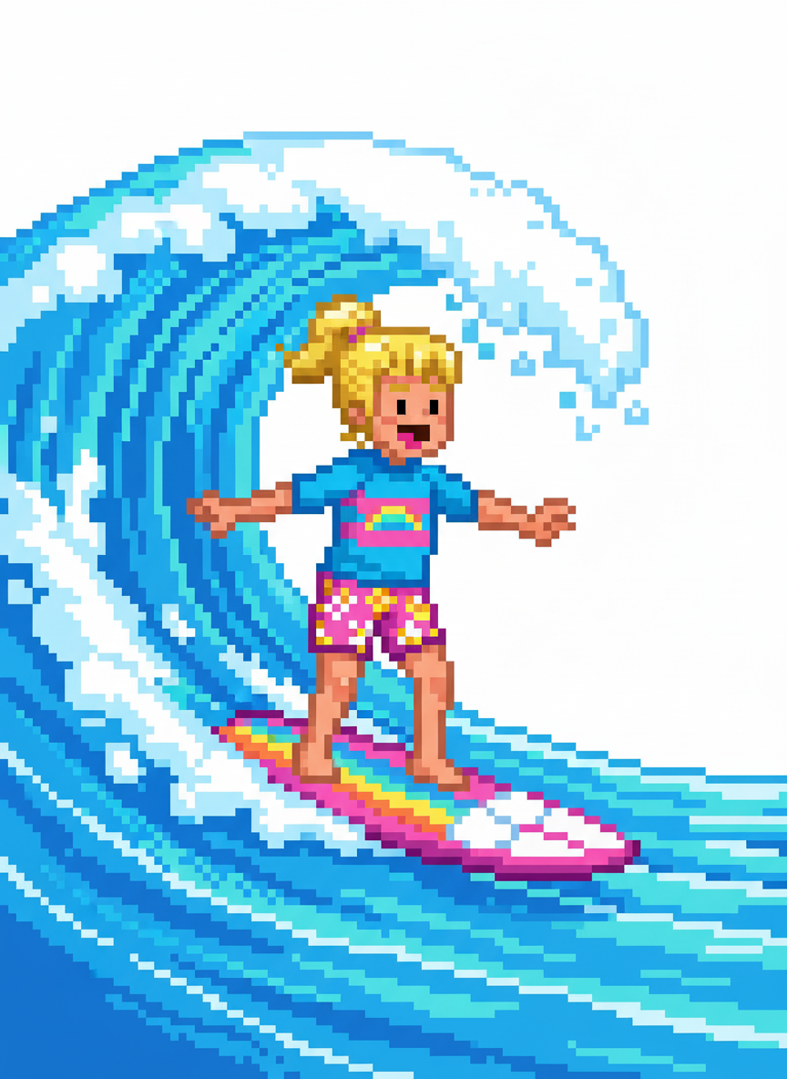 Surfer Ashley - Pixel Art