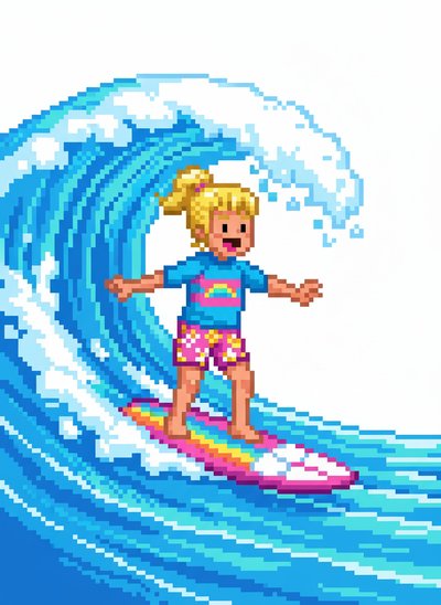 Ashley's Surfer Adventures 🌊 - Pixel Art