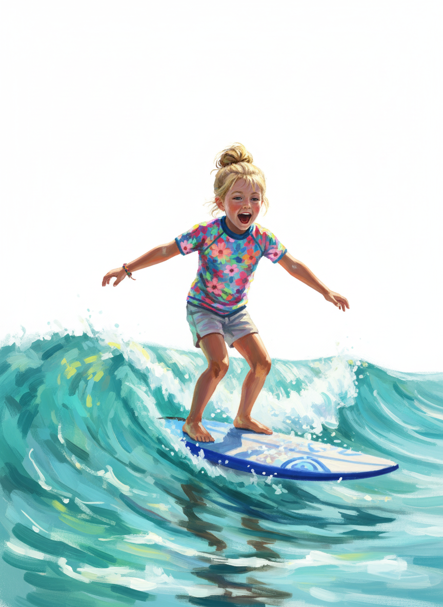 Surfer Ashley - Impressionist Painting