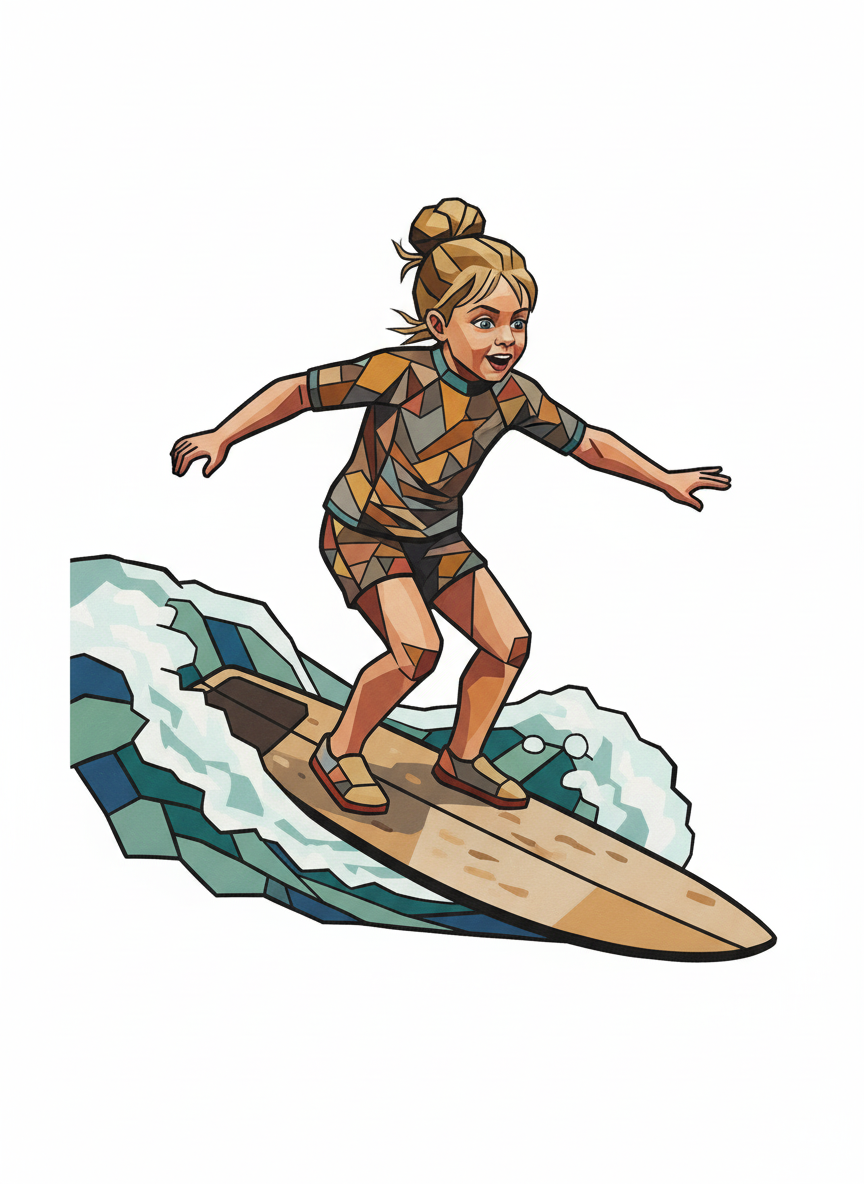 Surfer Ashley - Cubist Painting