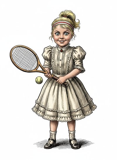 🎾 Ashley's Tennis Adventures - Victorian Illustration