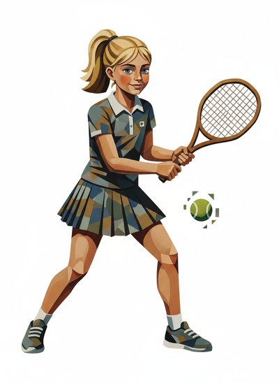 🎾 Ashley's Tennis Adventures - Cubist Painting
