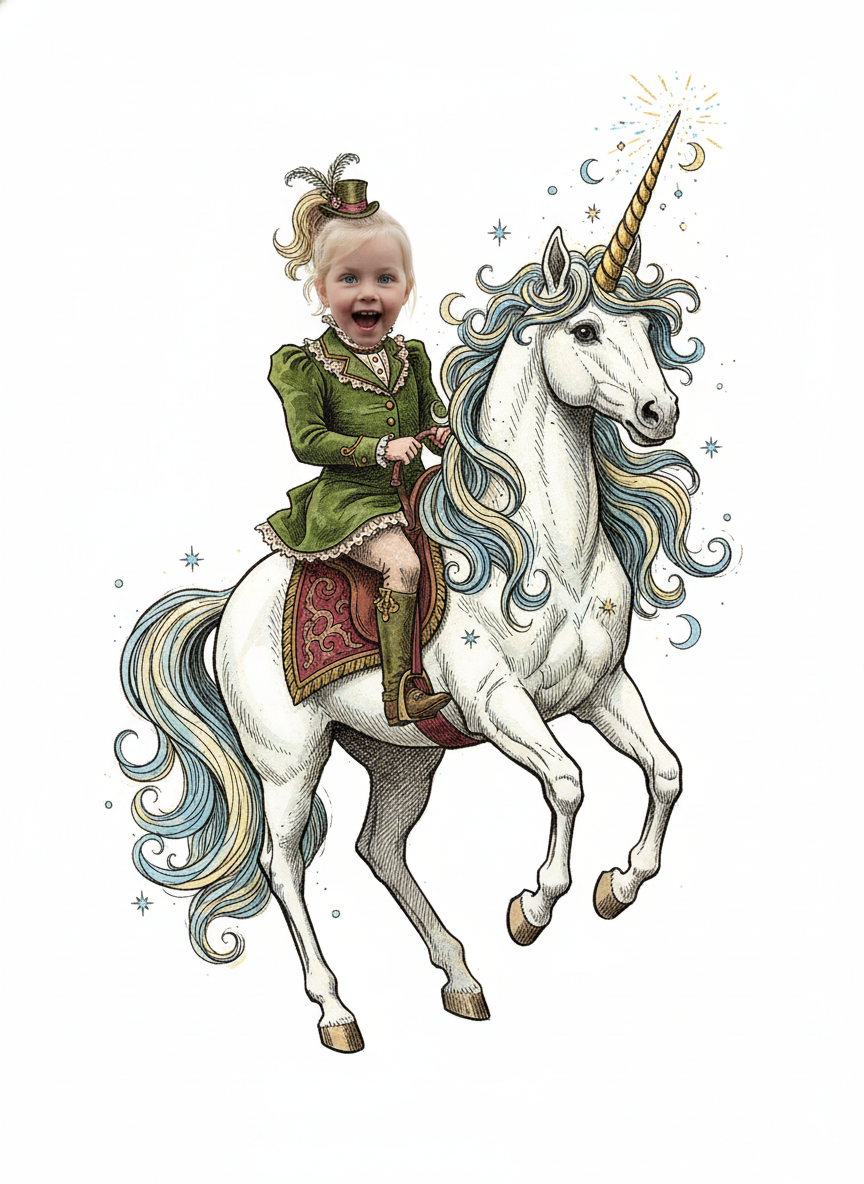 Ashley the Enchanted Unicorn - Victorian Illustration