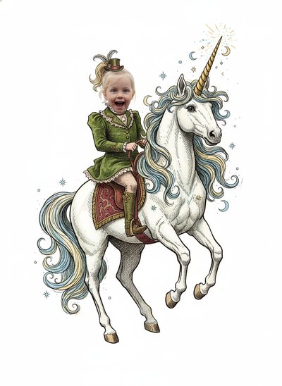 Ashley's Unicorn Adventures 🌈 - Victorian Illustration