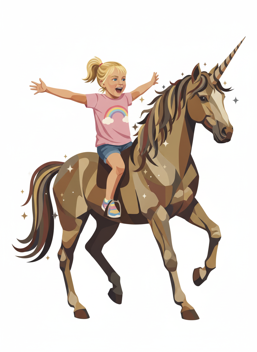 Ashley the Enchanted Unicorn - Cubist Painting