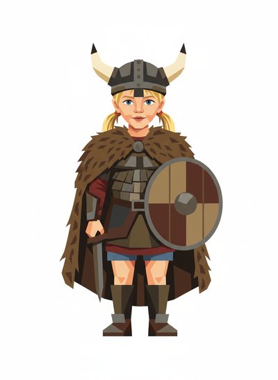 Ashley the Adventurous Viking 🛡️ - Cubist Painting
