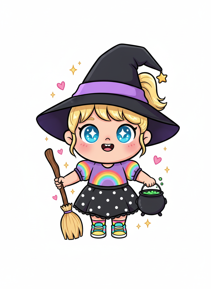 Ashley the Whimsical Witch - Kawaii Cute