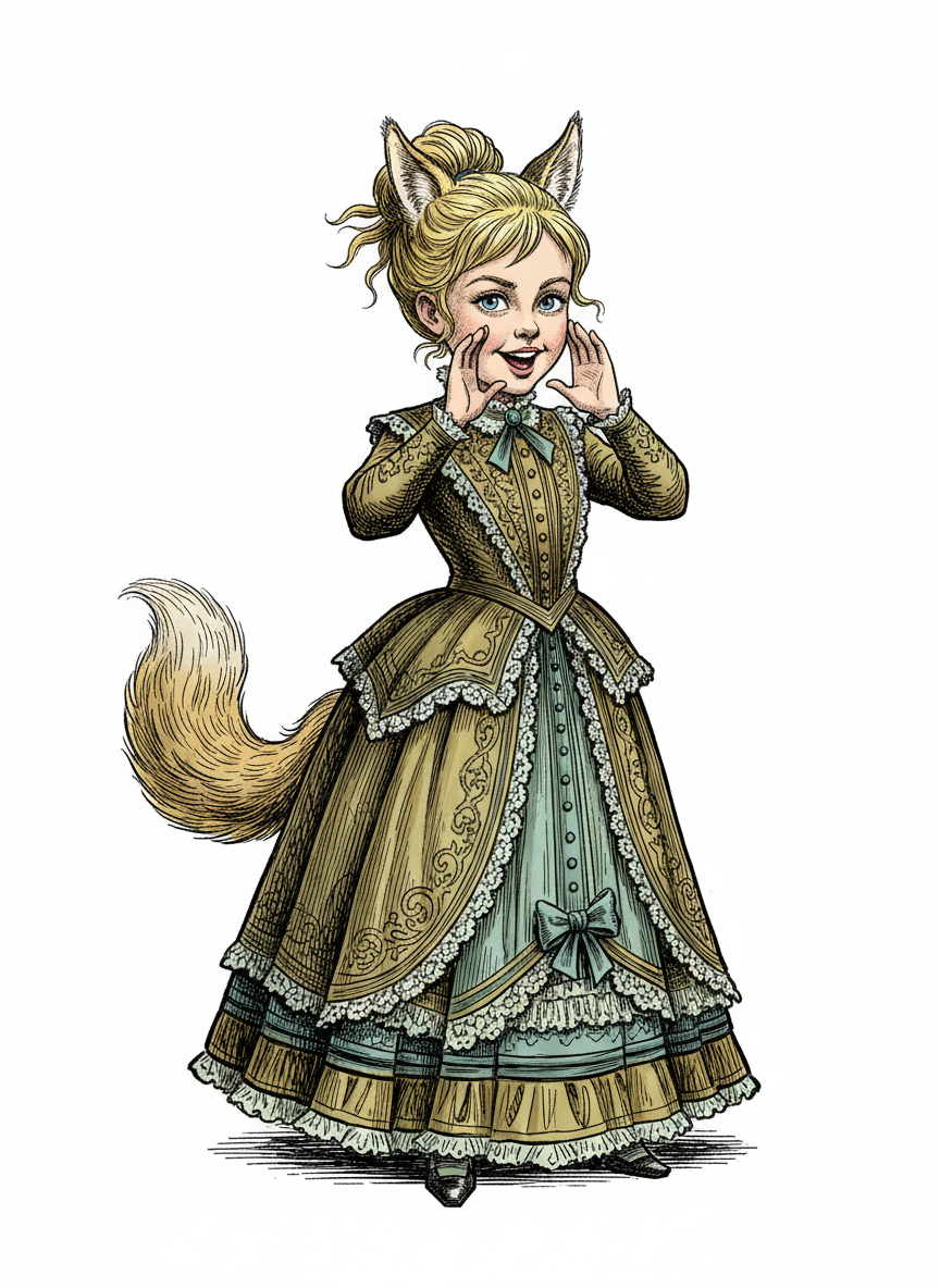 Ashley the Wolf Girl - Victorian Illustration