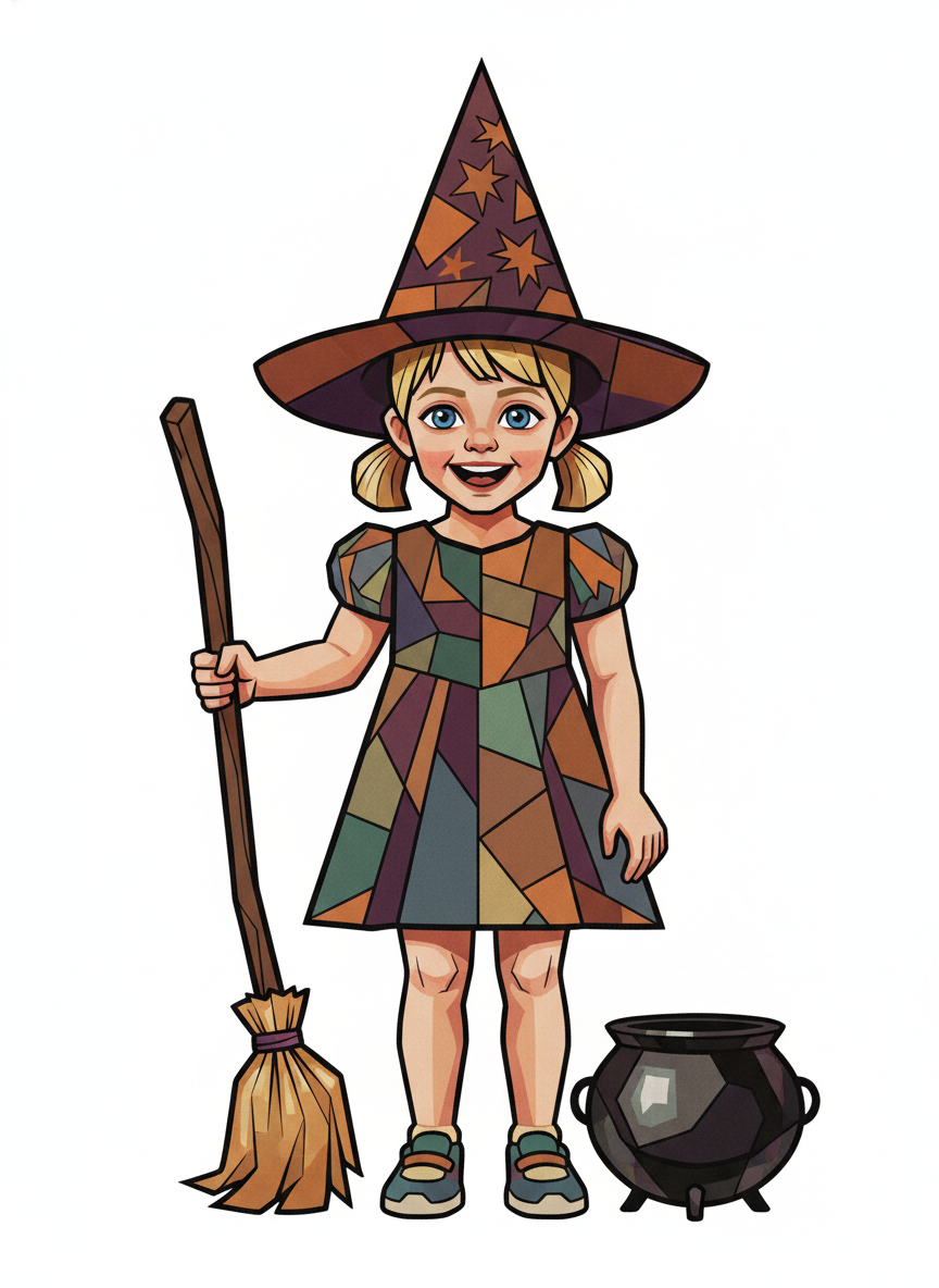 Ashley the Whimsical Witch - Cubist Painting