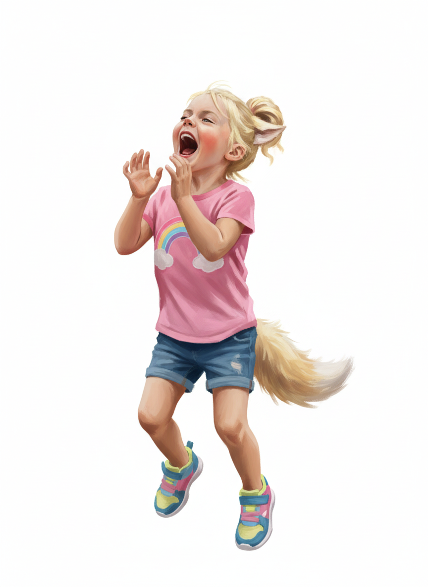 Ashley the Wolf Girl - Impressionist Painting