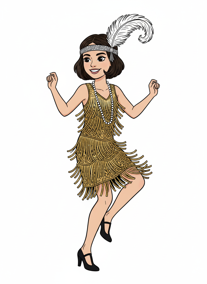 Gabriela the Glam Flapper - Classic Coloring Book