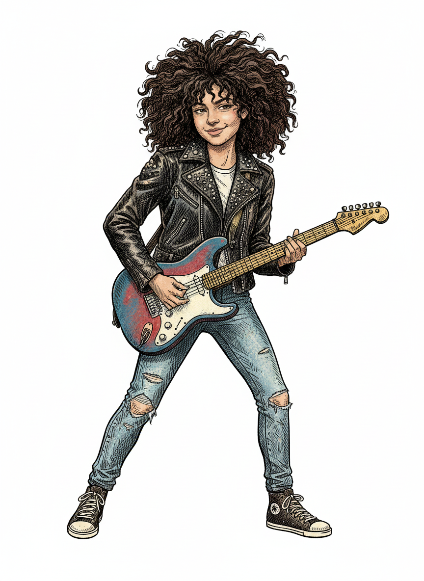 Gabriela the Rock Star - Victorian Illustration