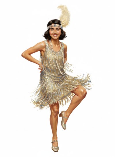 Gabriela's Flapper Fantasy 🌟 - Impressionist Painting