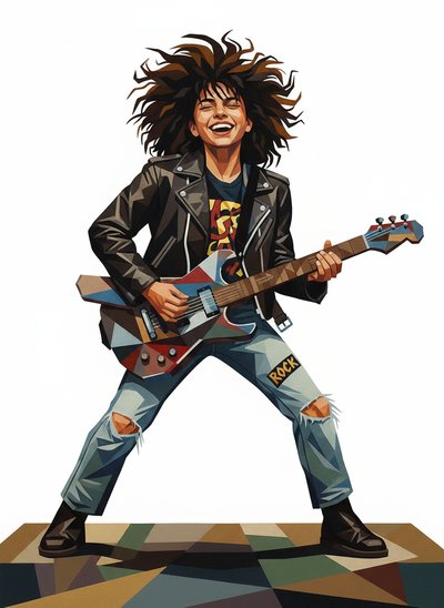 Gabriela's Rock Star Vibe 🎸 - Cubist Painting