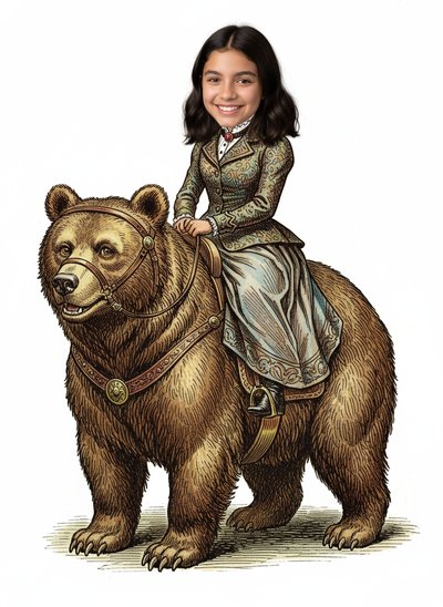 Gabriela's Bear Adventure 🐻 - Victorian Illustration