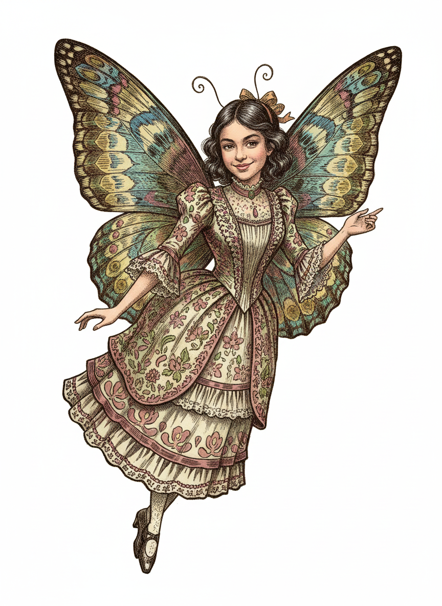 Gabi the Butterfly - Victorian Illustration