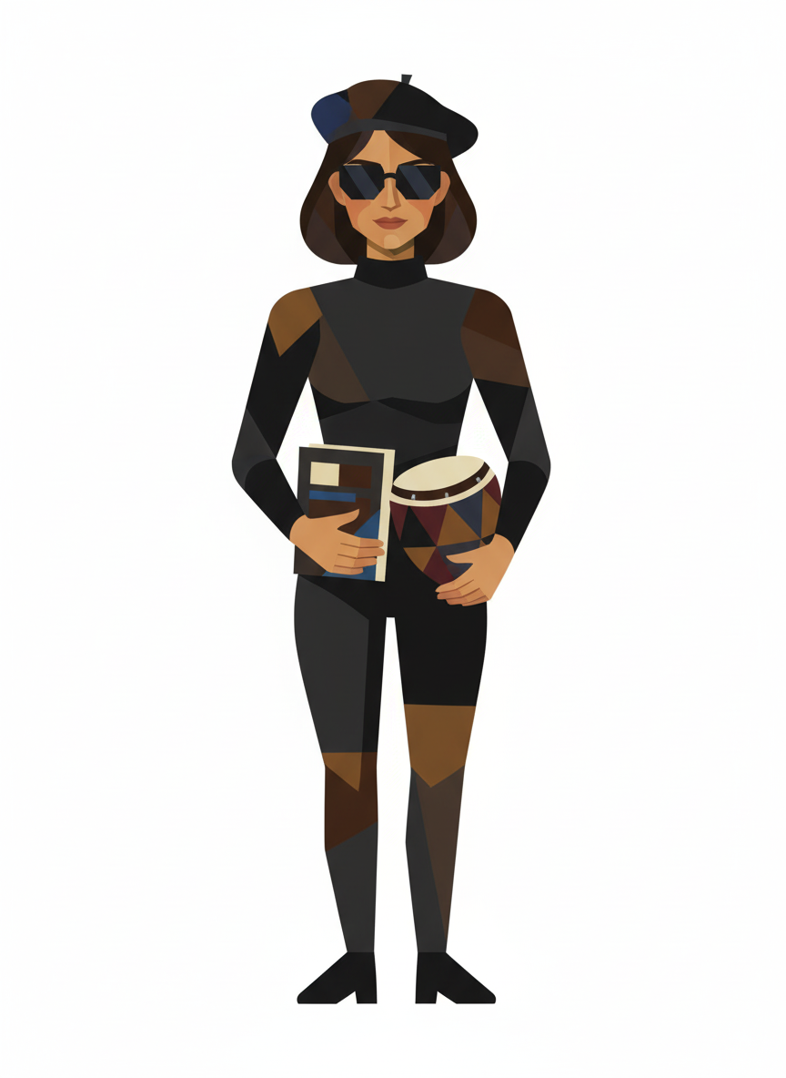 Gabriela the Beatnik Poet - Cubist Painting