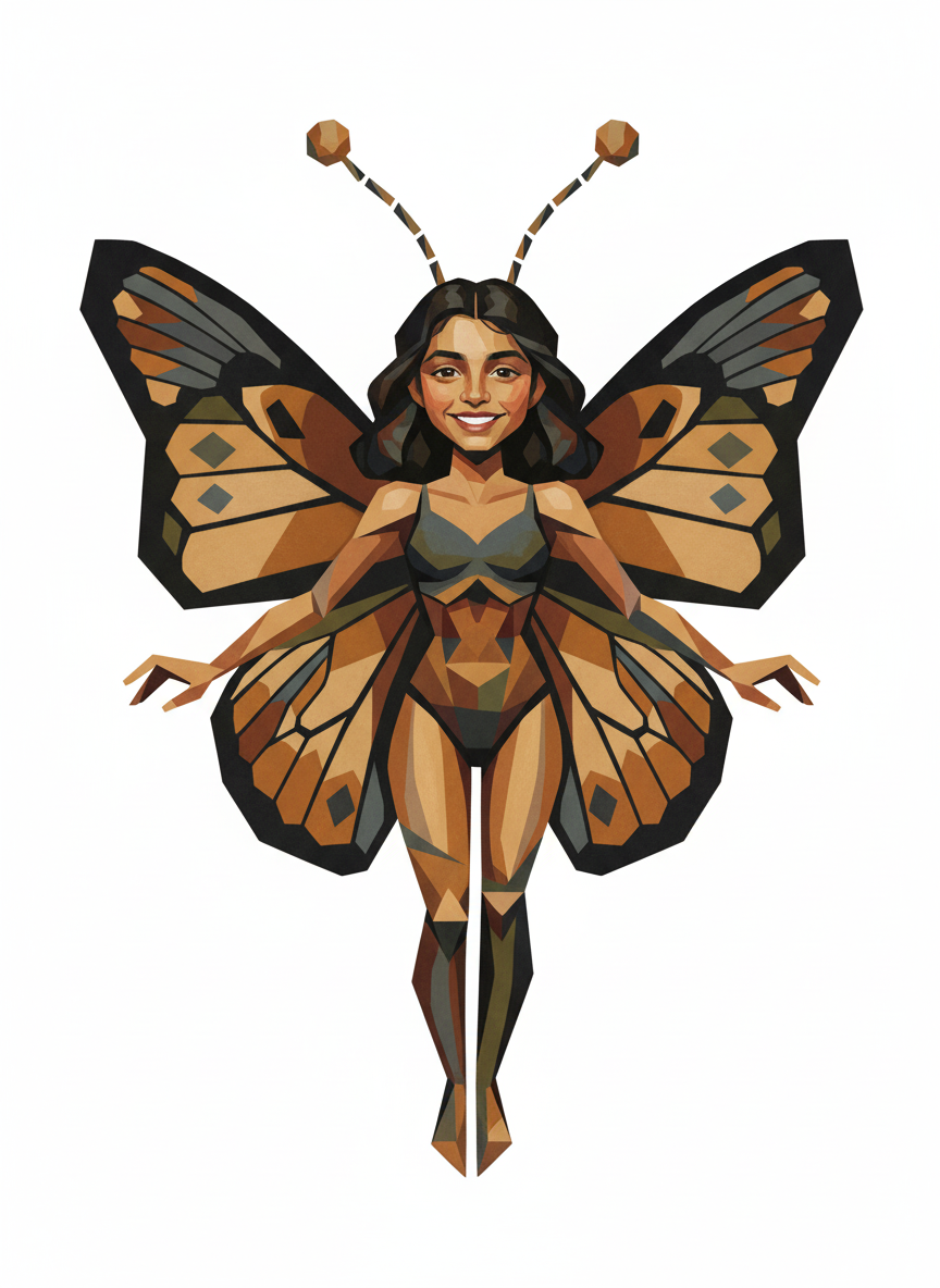 Gabi the Butterfly - Cubist Painting