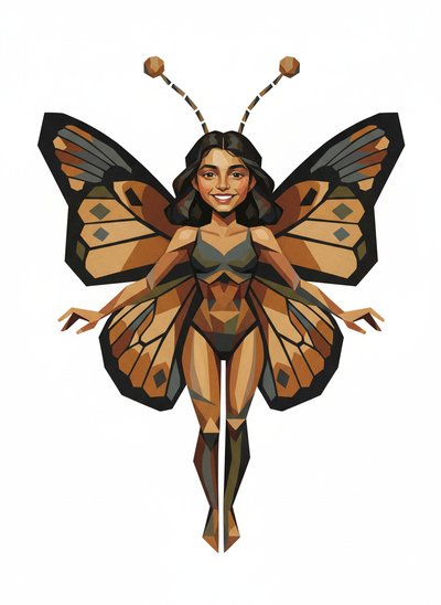 Gabriela's Butterfly Adventure 🦋 - Cubist Painting