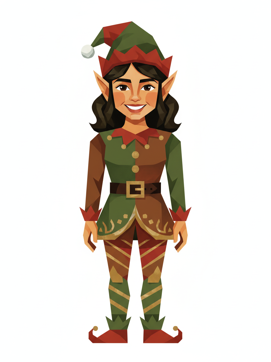 Gabriela the Festive Elf - Cubist Painting