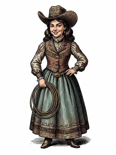 Gabriela's Cowgirl Chronicles 🤠 - Victorian Illustration