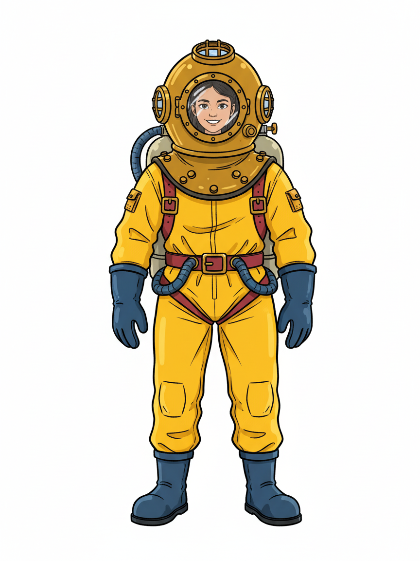 Diver Gabriela - Classic Coloring Book