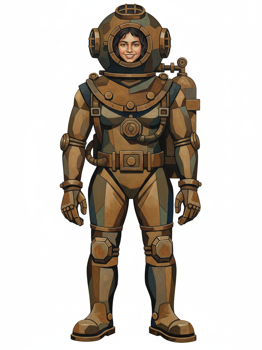 Diver Gabriela - Cubist Painting