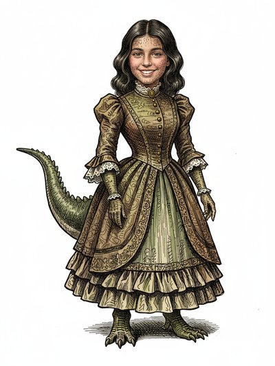 Gabriela's Dino Adventure 🦖 - Victorian Illustration