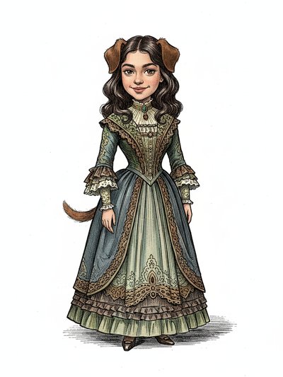 Gabriela's Pawsome Adventure 🐾 - Victorian Illustration