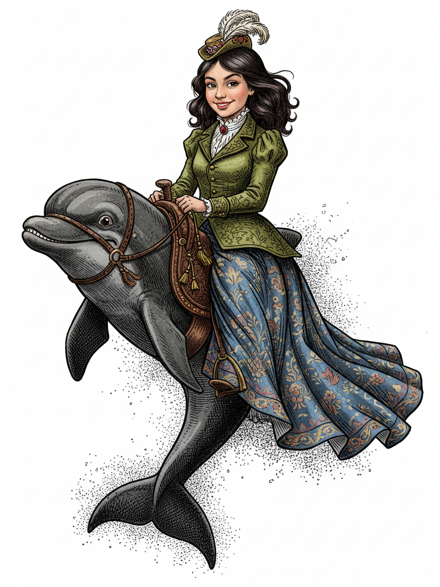 Dolphin Gabriela - Victorian Illustration