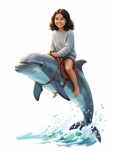 Gabriela's Dolphin Dreams 🌊 - Impressionist Painting