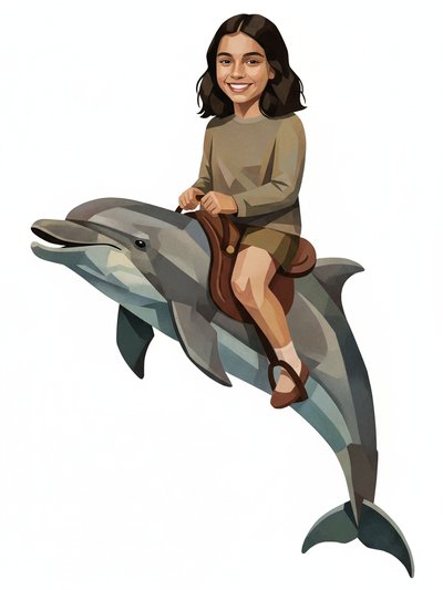 Gabriela's Dolphin Dreams 🌊 - Cubist Painting