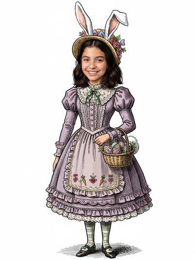 Gabriela's Easter Bunny Vibes 🐰 - Victorian Illustration