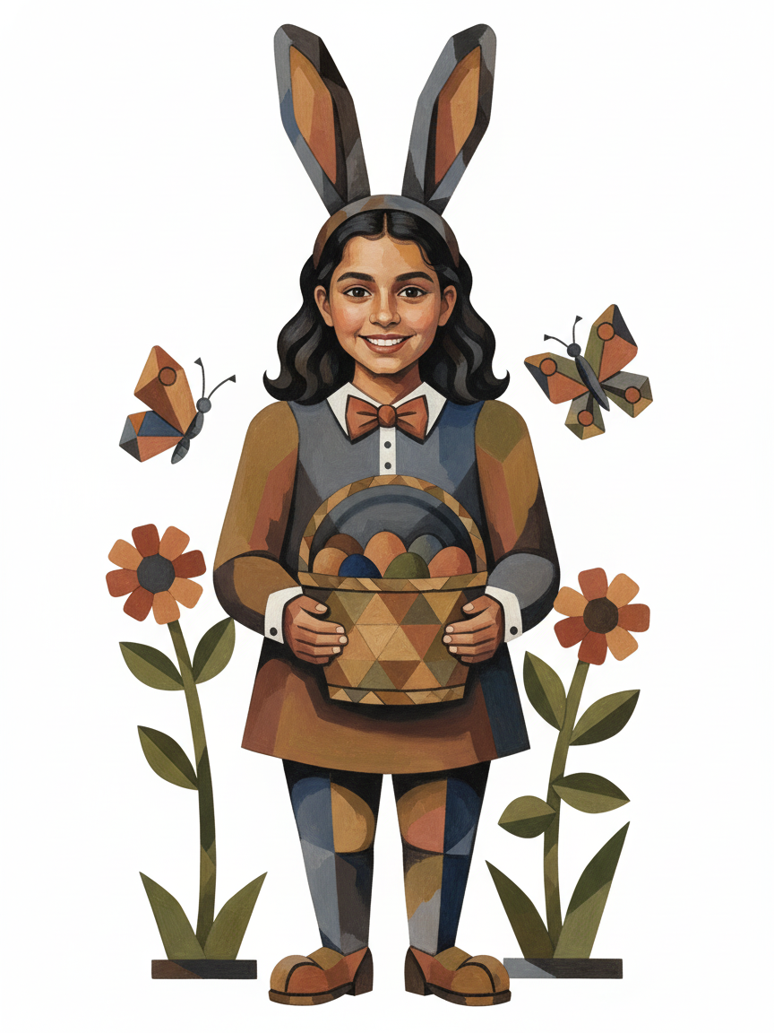 Gabbie the Bunny - Cubist Painting