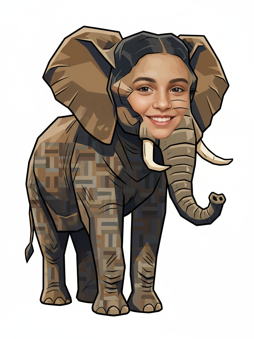 Gabi the Elephant - Cubist Painting