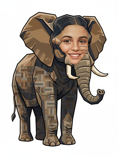 Gabriela's Elephant Adventure 🐘 - Cubist Painting