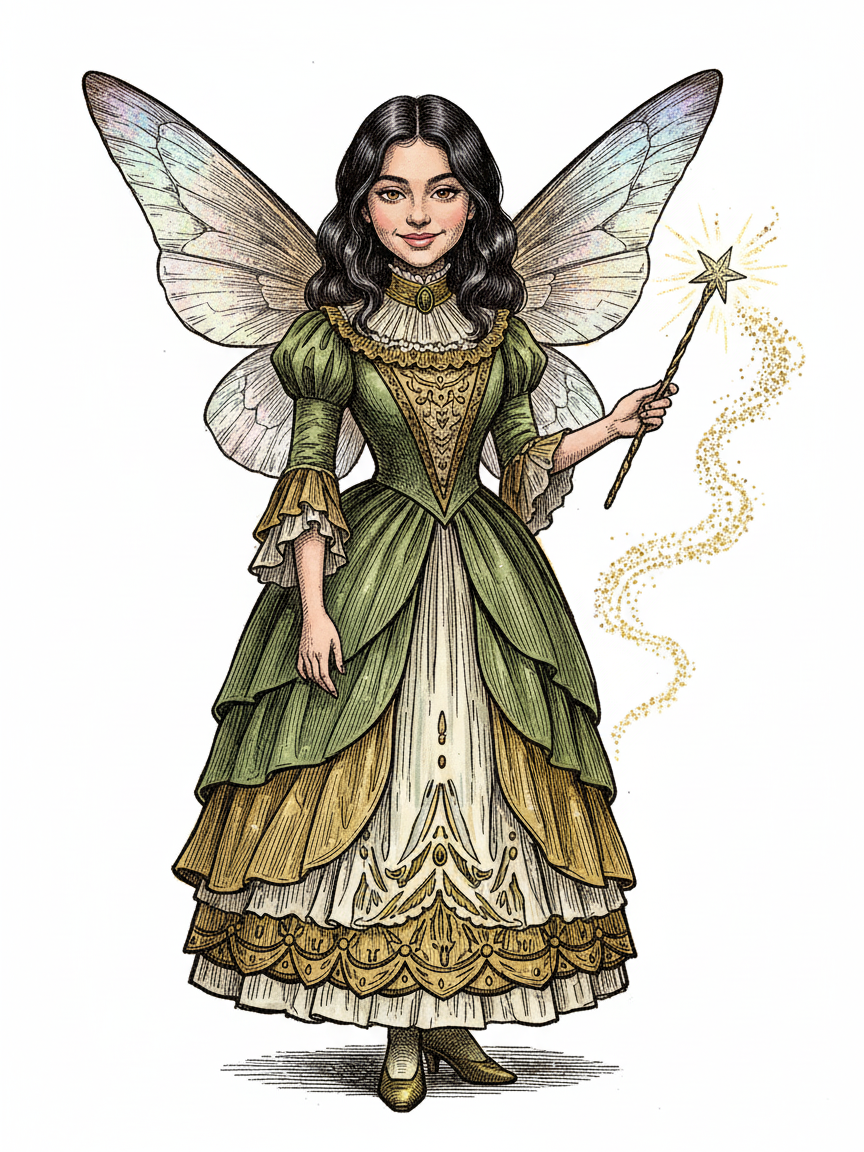 Gabriela the Glittering Fairy - Victorian Illustration