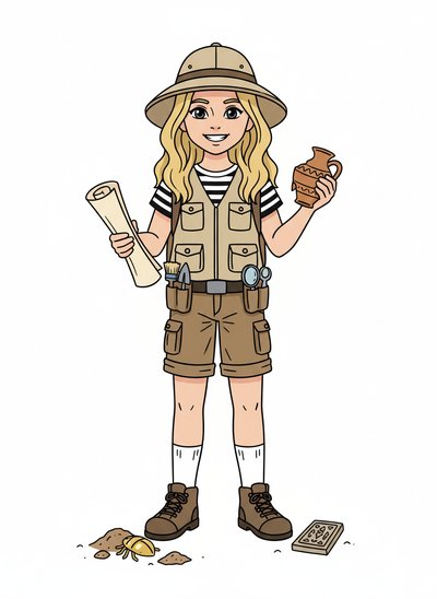 Mary's Archaeologist Adventure 🌍 - Classic Coloring Book