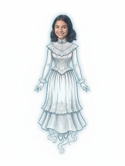 Gabriela's Ghostly Glow 🌟 - Victorian Illustration
