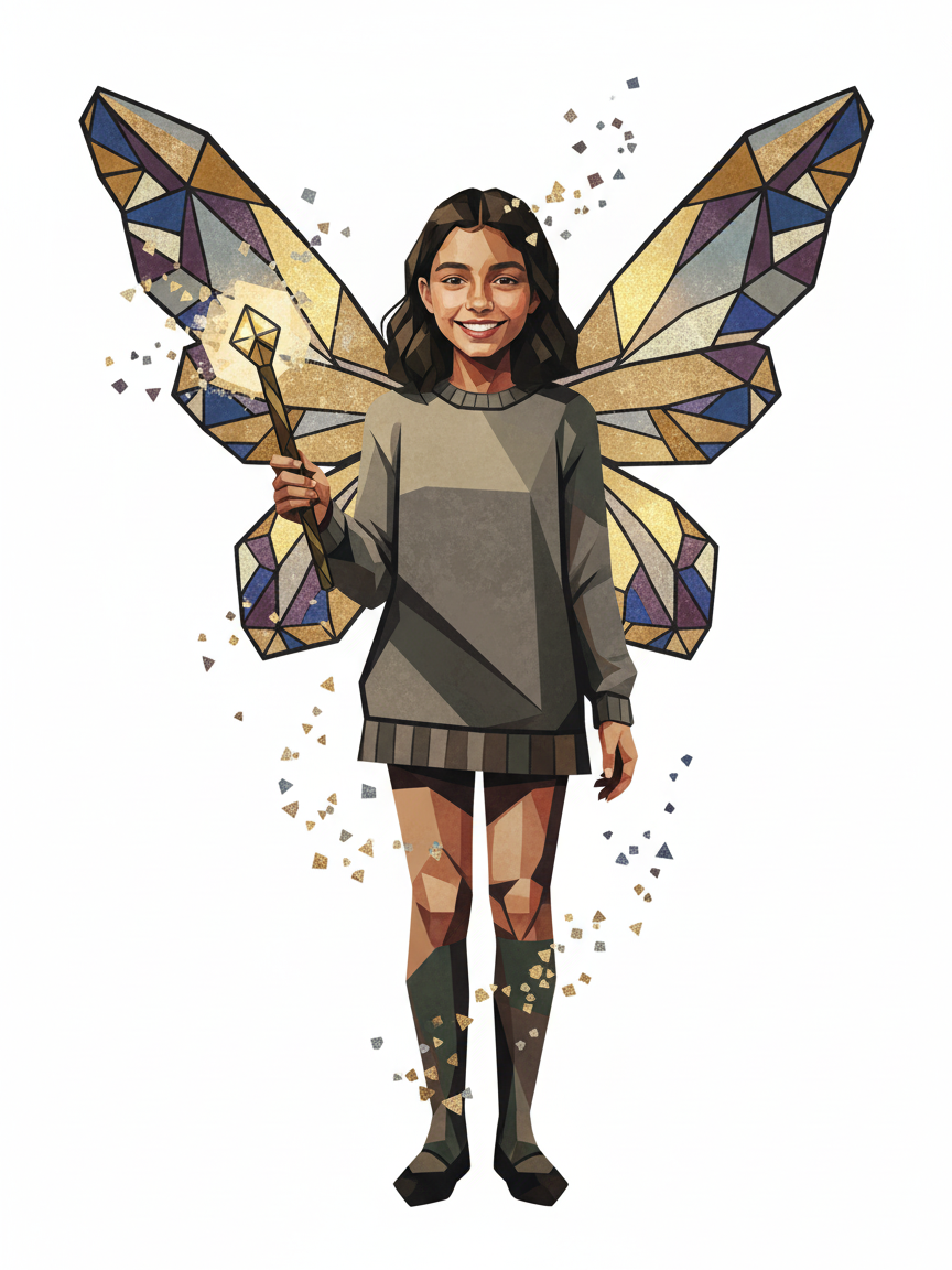 Gabriela the Glittering Fairy - Cubist Painting