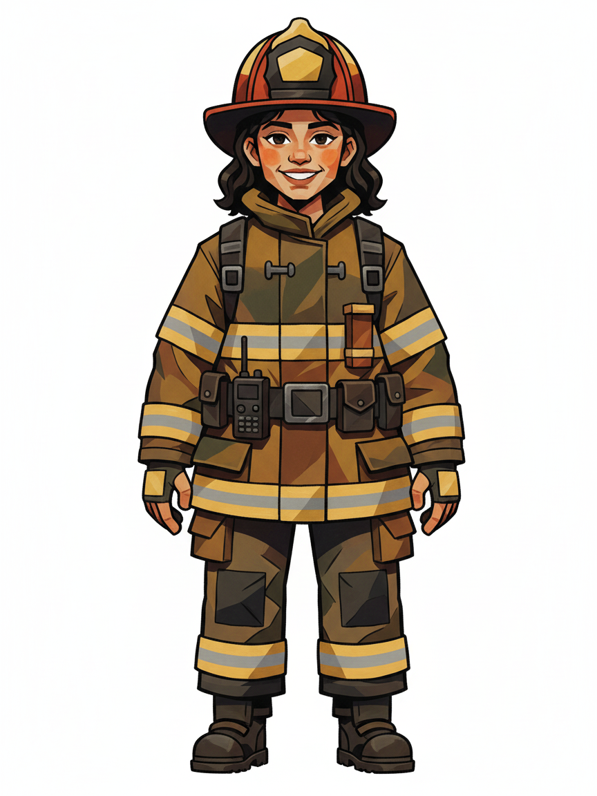 Firefighter Gabriela - Cubist Painting