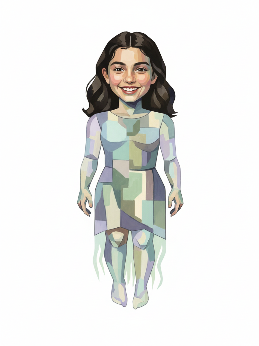 Gabby the Glowing Ghost - Cubist Painting
