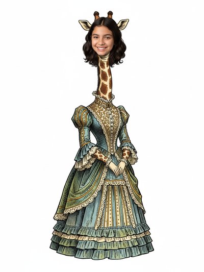 Gabriela's Giraffe Magic 🦒 - Victorian Illustration