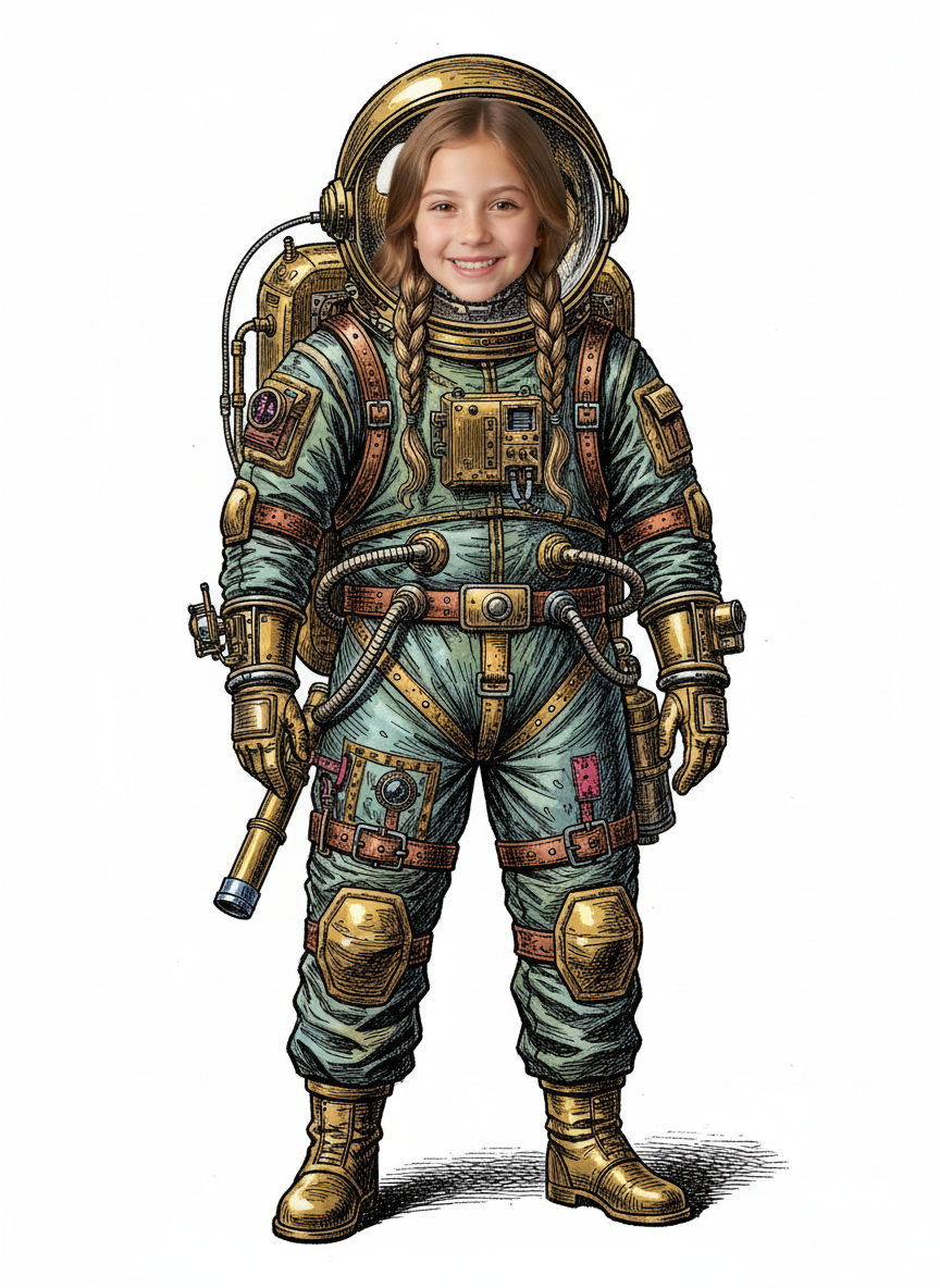 Mary the Astronaut - Victorian Illustration