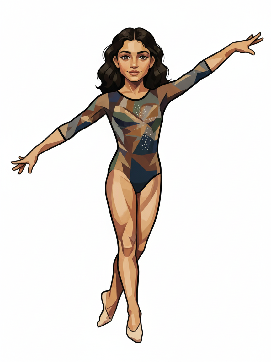 Gabriela the Graceful Gymnast - Cubist Painting