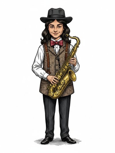 Gabriela's Jazzy Vibes 🎷 - Victorian Illustration