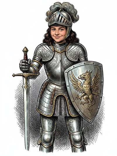 Gabriela's Knightly Quest 🌟 - Victorian Illustration