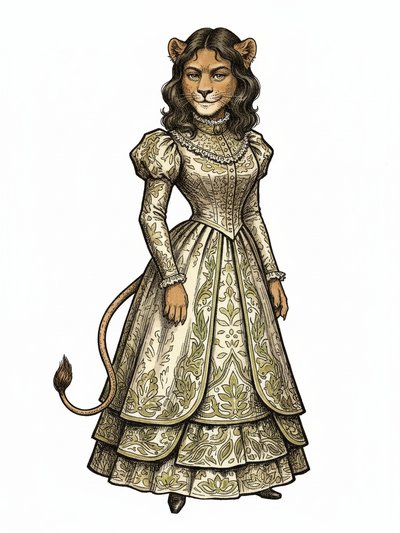 Gabriela's Lion Adventure 🦁 - Victorian Illustration